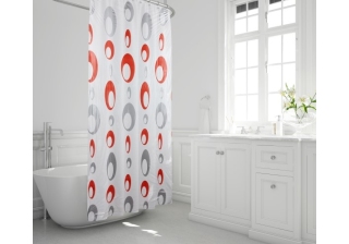 Штора в ванную комнату 180х200 ПВХ Bolle сер 6899