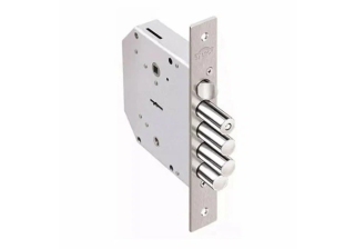 Замок врезной ГРАНИТ никель, сувальдный- стержни 3шт. диаметр 18мм, тяги, Под фалевую ручку 1.06.42