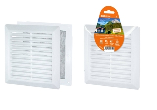 Решётка не разъемная наклонные жалюзи с москитной сеткой 300х300 Э3030Н