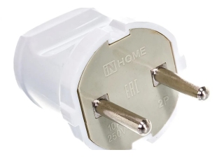 Вилка прямая без З/К белая 10А IP20 4142 IN HOME