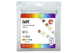 Лента светодиод LSR-5050 14,4Вт 60Led RGB 12В мультиколор IP20 3м IEK