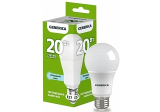 Лампа св/д IEK А60 груша 20Вт Е27 6500К 18000Лм матовая GENERICA