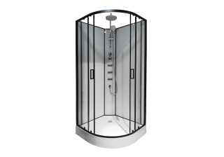 Душевая кабина 90x90x(190+15)см с низким поддоном 15см, прозрачное закаленное стекло 5 мм CS-21811