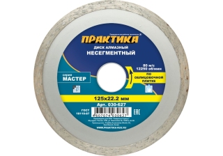 Диск алмазный  ПРАКТИКА 125*22мм Мастер несегмент 030-627