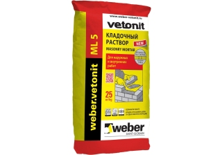 Раствор кладочный weber vetonit ML 5 Nattas 150  Светло-бежевый, 25кг.  (под./48шт)
