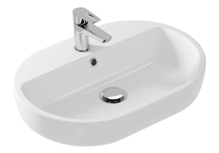 Раковина встраиваемая CASPIA 60 OVAL 1 отв., овальная, белая