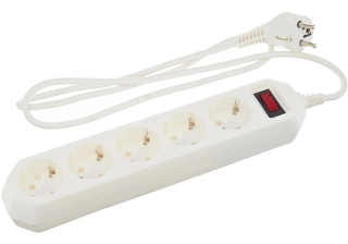 Сетевой фильтр 5гн с З/К 1,5м с выкл белый 10А ПВС 3x0,75 USF-5es-1.5m-W ЭРА