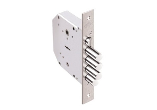 Замок врезной ГРАНИТ никель, сувальдный- стержни 3шт. диаметр 18мм Под фалевую ручку задвижк 1.06.40