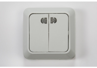 Выключатель IN HOME Bolleto 2кл с подсв о/у белый IP20 /7123-W/