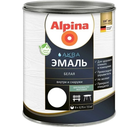 Эмаль акриловая Альпина Аква шелковисто-матовая База 1 2.5л. фото 1