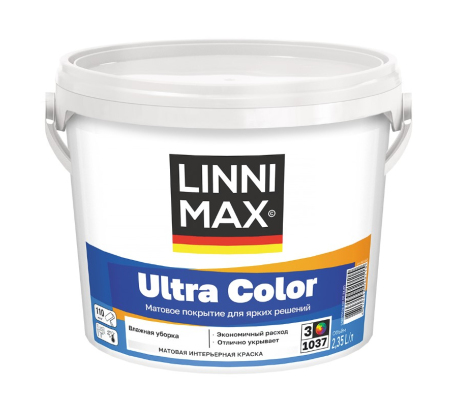 Краска ВД LINNIMAX Ultra Color/Ультра Колор для внутренних работ База 3 2.35л. фото 1