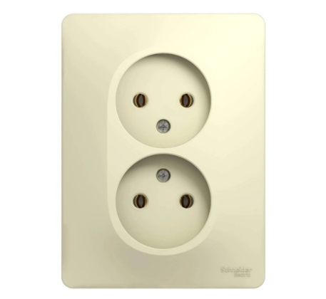Розетка 2гн без З/К с/у крем в сборе Glossa Schneider Electric GSL000220 фото 1