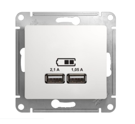 Розетка 2гн USB+USB с/у белый механизм Glossa Schneider Electric GSL000133 фото 1
