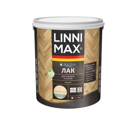 Лак ВД LINNIMAX Аква для паркета и полов шелковисто-матовый 2.5л. фото 1