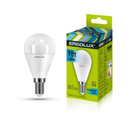 Лампа светодиодная «Ergolux» LED G45  9W, 80Вт (Е14) 4500К «шар» (1/10/100шт)/13174/881965 фото 1