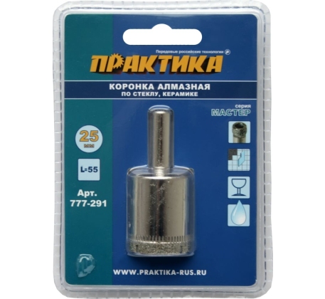 Коронка алмазная ПРАКТИКА Мастер по стеклу и керамике 25мм 777-291 фото 1