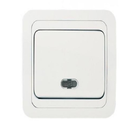 Выключатель IN HOME Classico 1кл с подсв c/у белый IP20 /2121-W/ фото 1