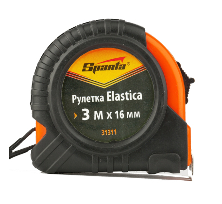 Рулетка Elastica 3мх16мм. обрезиненный корпус /31311/ SPARTA фото 1