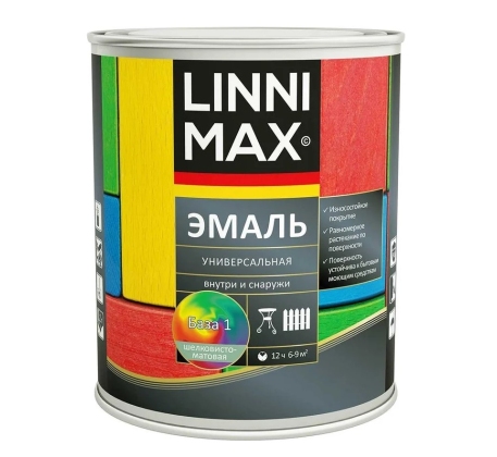 Эмаль алкидная LINNIMAX универсальная белая шелковисто-матовая База 1 0.75л. фото 1