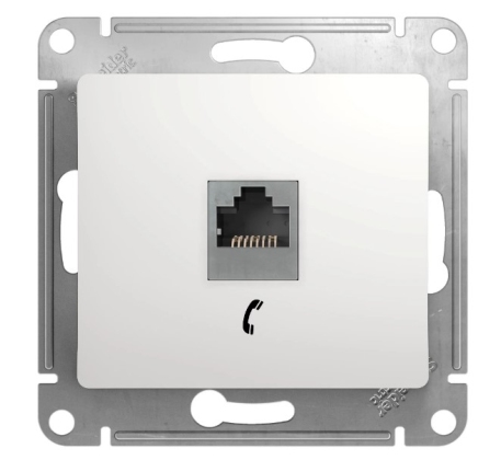 Розетка 1гн ТФ RJ11 с/у белый механизм Glossa Schneider Electric GSL000181T фото 1