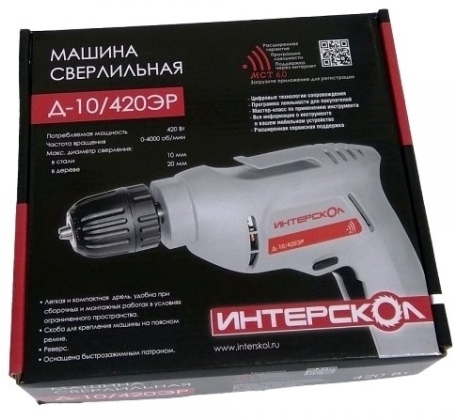 Дрель Интерскол Д-10/420 ЭР,  420//20/БЗП/1 скорость фото 1