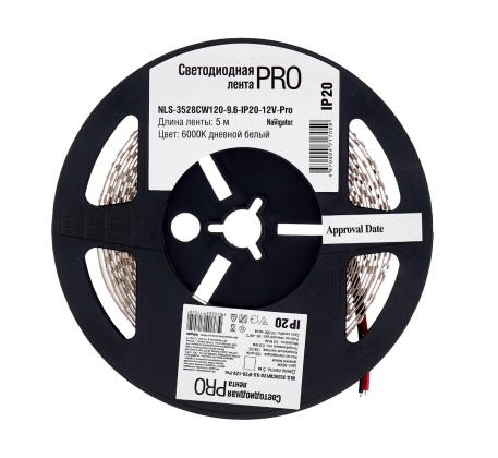 Лента светодиод NLS-3528-PRO 9,6Вт 6000К 120LED бел IP20  5м Navigator 25мм 71705 фото 1
