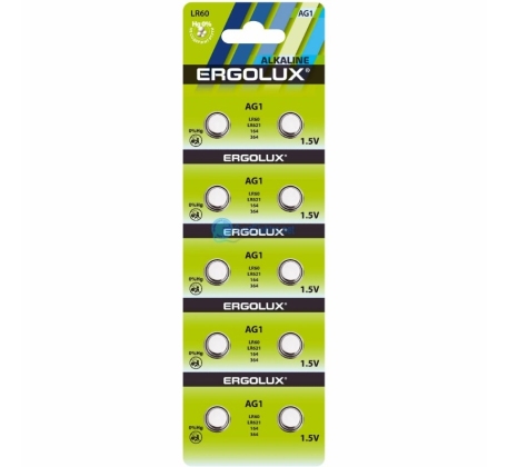 Батарейка «Ergolux» AG- 1 LR60 BL-10   (10*-блистер  200 комп.)/14312/891490 фото 1