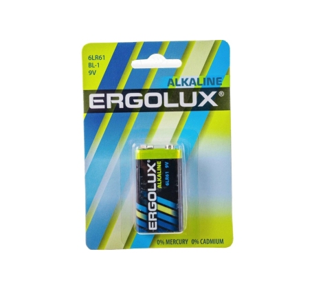 Батарейка «Ergolux» Alkaline 6LR61 BL-1   (1*крона-  1//12/60шт)/11753/871072 фото 1