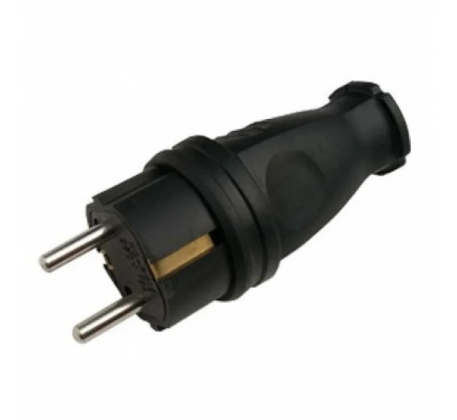 Вилка прямая с З/К черная каучук 16А IP44 9210 IN HOME фото 1