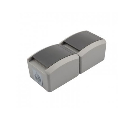 Розетка 2гн с З/К с крыш. о/у серый 16А IP54, керамический KRANZ INDUSTRIALt KR-78-0616 фото 1