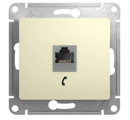 Розетка 1гн ТФ RJ11 с/у крем механизм Glossa Schneider Electric GSL000281T фото 1