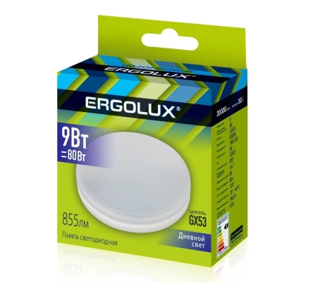 Лампа светодиодная «Ergolux» LED GX53  9W, 80Вт (GX53) 6500К  (1/10/100шт)/14309/891469 фото 1