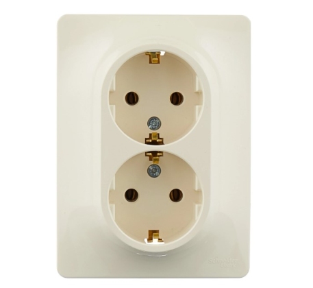 Розетка 2гн с 3/К с/у крем в сборе Glossa Schneider Electric GSL000224 фото 1
