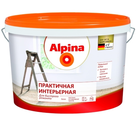 Краска ВД Альпина Практичная интерьерная 4.1кг 2.5л. фото 1