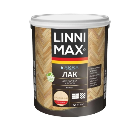 Лак акриловый LINNIMAX Аква Лак для дерева глянцевый 0.9л. фото 1