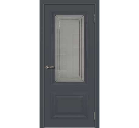 Дверь Порту-2 RAL 7024 ДО 2000*900 стекло графтит с рисунком фото 1
