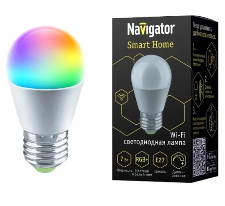 Умная лампочка св/д NLL-G45-7-230-RGBWWW-E27-WIFI Navigator 82423 фото 1