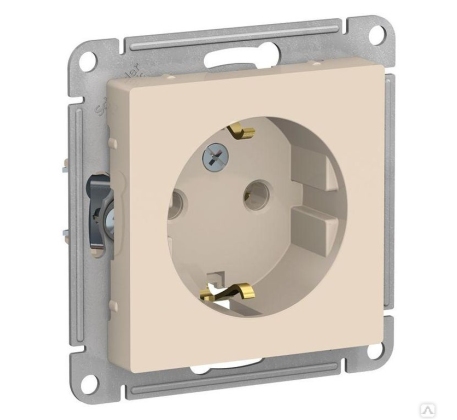 Розетка 1гн. ATLAS DESIGN с з/к с/у 16А беж. SchE ATN000243 фото 1