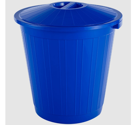Бак мусорный синий с крышкой 70л. 097679 фото 1
