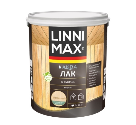 Лак акриловый LINNIMAX Аква Лак для дерева шелковисто-матовый 2.5л. фото 1