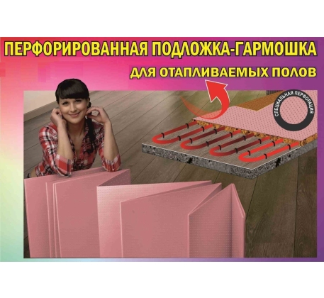 Подложка листовая  SOLID THERMO для теплых полов гармошка с перфорац. 1,8мм,0,50х1,05м (уп./8.4м.2) фото 1