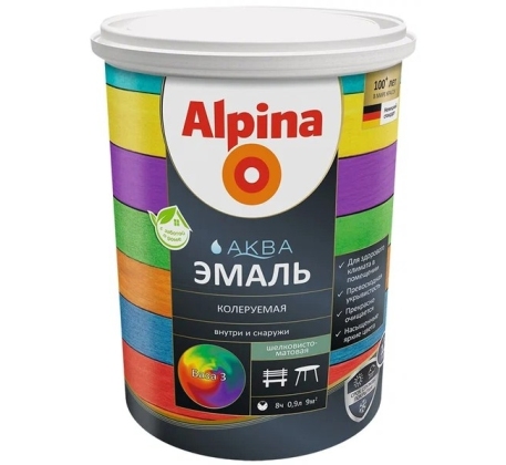 Эмаль акриловая Альпина Аква шелковисто-матовая База 3 0.864л. фото 1