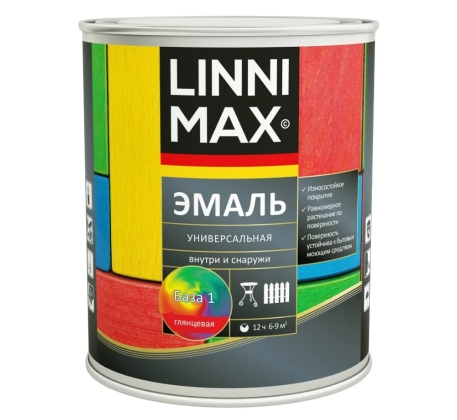 Эмаль алкидная LINNIMAX универсальная белая глянцевая База 1 2.5л. фото 1