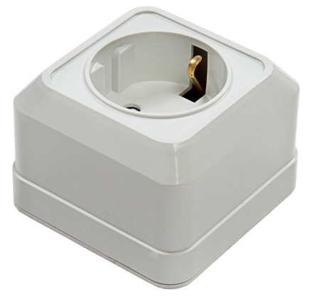 Розетка IN HOME Bolleto 1гн с З/К о/у белая IP20 /7028-W/ фото 1