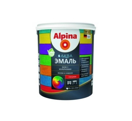 Эмаль акриловая Альпина Аква глянцевая База 1 2.5л. фото 1