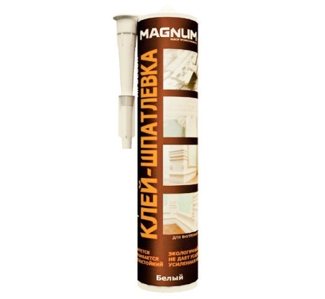 Клей-шпатлевка MAGNUM монтажный, акриловый, белый 300мл. фото 1