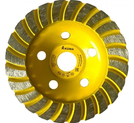 Чаша алмазная зачистная турбо 125х22.2мм 25сегм. h4.5мм KUMA 829955 фото 1