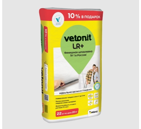 Шпаклевка полимерная финишная №1 Vetonit LR+ белая 20кг (54) фото 1