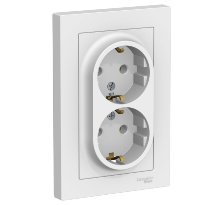Розетка 2гн. ATLAS DESIGN с з/к с/у 16А бел. SchE ATN000124 фото 1