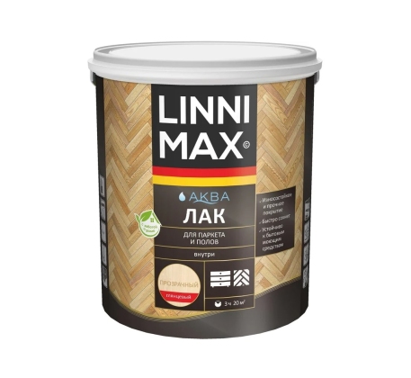 Лак акриловый LINNIMAX Аква Лак для паркета и полов глянцевый 2.5л. фото 1